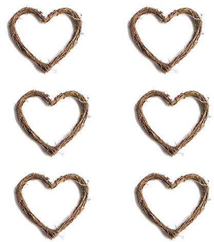 10,2 cm Herz Holz Kranz Ring Weinrebe Rattan Ranke Zweig Kranz für DIY Handwerk Urlaub Party Dekor 6 Stück