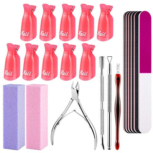 FILY DUAIU limes a ongles professionnelle, lot de 22 outils de manucure professionnels avec repousse cuticule en acier inoxydable et fourchette pour retirer les peaux mortes
