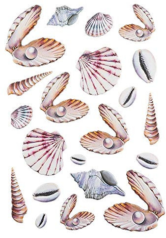 Ideen mit Herz Stickerbogen 3-D Relief-Sticker | Aufkleber | Hochwertig geprägt mit 3-D-Effekt | Din A4 Bogen mit verschiedenen Motiven (Maritim | Muscheln)