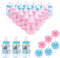 N&T NIETING 24 Stück Süßigkeiten Flaschen, Babyparty Flaschen mit 5 Stück künstlichen Blumen Roses, Mini Candy Bottle Candy Flaschen Geschenkbox für Baby Shower Party Deko(Rosa&Blau)