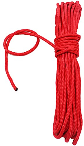 Fuwok 2/3/4/6/8/10 mm 20 m Cordon en nylon satiné Cordon en soie tout usage Corde torsadée durable Rouge 2 mm