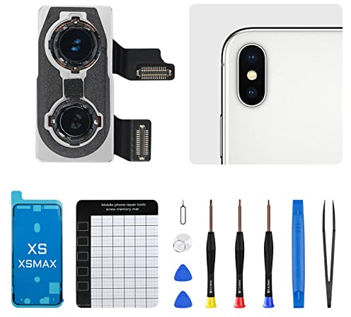 DGSCSMY Ersatz-Rückkamera für iPhone Xs Max, OEM für iPhone Xs Kit, 12 MP, Hauptrücklinsenteile mit breitem Teleobjektiv, OIS HDR 4K Video, montiertes Reparaturwerkzeug A1920 A2097 A2098 A2099 A2100