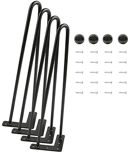 Meuble Scandinave 4pcs Pieds Epingle DIY Pieds pour Table Pied de Chaise,Lot de 4 Pieds de Table de 50CM, Pied de Deux Colonnes en Epingle à Cheveux,avec Deux tiges (diamètre de Tige 10mm)