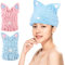 2 Bonnet Cheveux Sec Serviette de Sèche-Cheveux pour Femmes Bonnet de Bain à Séchage Rapide Serviette Microfibre Cheveux avec oreilles de Chat Serviette pour cheveux en polaire corail Super Absorbante