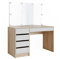 Vicco Schminktisch Sherry, Kosmetiktisch mit Spiegel, Sonoma/Weiß, 120 cm mit LED Beleuchtung