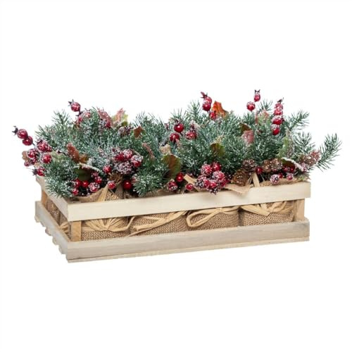 Weihnachtsgesteck mit Beeren Tannenzweige grün-braun-rot 15 x 9 cm - Weiß - Einheitsgröße
