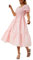 FeMereina Robe d'été bohème à carreaux pour femme, col carré, manches bouffantes, volants, vichy fluide, robe d'été longue pour la plage, rose, S