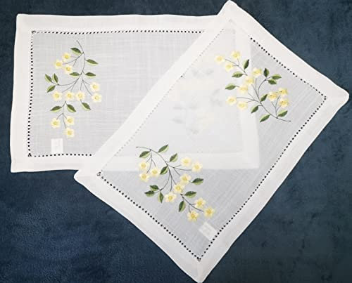 T&K Deckchen 2er Packung (30x45) farblos, Polyester, Rechteckig, Formal, 30x45 cm, Maschinenwäsche