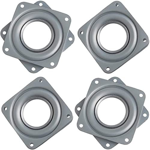 4 Stück Quadratische Drehplatte, Schwenkplatte Drehplatte, Kugellager Drehteller, Drehscheibe Kugellager, Drehlager 360 Grad Drehteller, für TV Rack, Schreibtisch, Esstisch, Küchen (Silber)