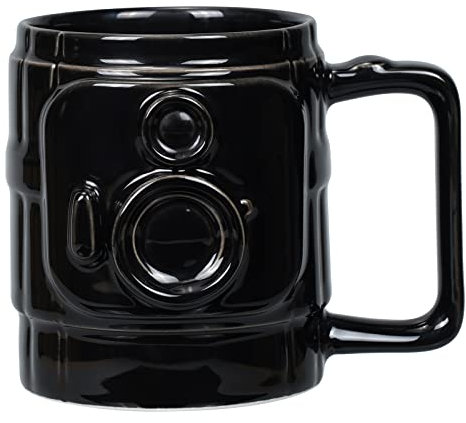 Ceramic Camera Lens Mug 14 oz Funny Coffee Mug Tea Cup Gifts for Photographers Black