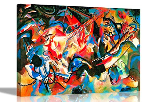 Composizione 6 di Wassily Kandinsky su stampe su tela incorniciate da appendere immagini artistiche da parete Riproduzione pittura a olio 86 x 61 cm (34 x 24 pollici) A1