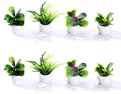 Plantes Miniatures Pour Maison De PoupéE,Bonsaï,Mini Plantes En Pot,Mini Bonsaï Artificiel,Mini Plante Artificielle DéCoration,Plante Artificielle Miniature,Petit ModèLe De Bonsaï Mini Pot,8pc