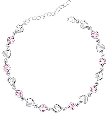 MAKOBLESSMOMO Silberarmband für Damen,Herz-Armband, glänzender Kristall, Diamant, verstellbares Armband, Muttertag, Schmuck, Geschenk, Geburtstag, Weihnachten, Geschenke für Frauen, Mutter, Ehefrau