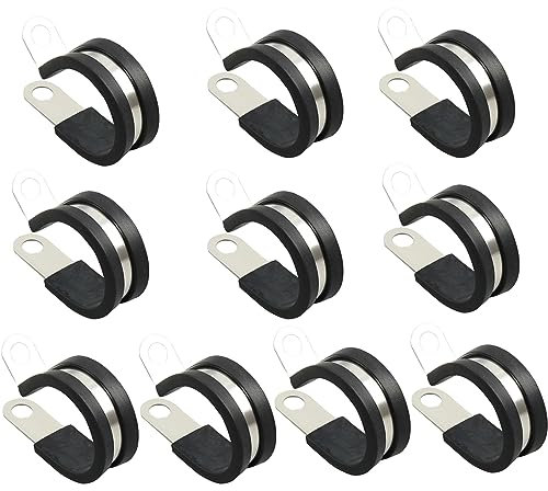 NICAVKIT 10 pcs 20mm serre-câbles en caoutchouc P clips colliers de serrage colliers de serrage serre-câbles kit en acier inoxydable