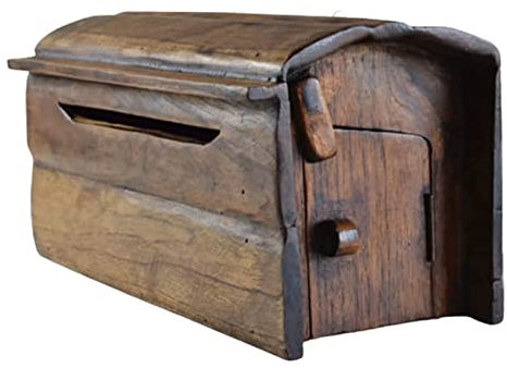POCHY Exquisit Briefkasten Vintage-Briefkasten aus Holz, Wandhalterung, Briefkasten, mittlere Kapazität, Wohnkultur mit Deckel, Briefkasten für den Innenbereich sicherer