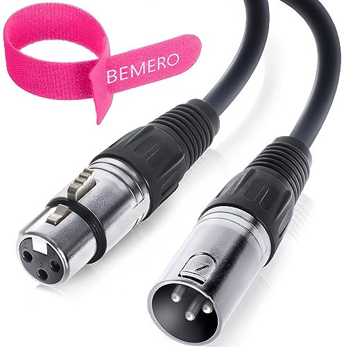 BEMERO DMX - Cable (6 m, incluye bridas de velcro, XLRF de 3 pines a XLRm, 110 ohmios), color negro
