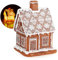 com-four® Lichthaus in Lebkuchen-Optik 18 cm - Lebkuchenhaus mit Beleuchtung - Weihnachtsdekoration mit zeitgesteuerter Beleuchtung - Weihnachtsdekoration (1x Lebkuchen Haus)