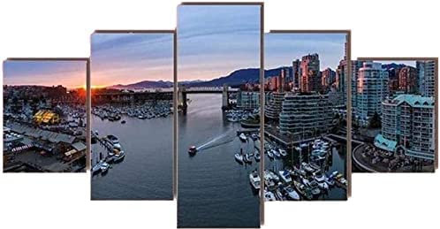 Leinwanddrucke,5 Teilige Leinwand,5 Stück Wandbild, Stadtbild Von Venedig Rahmenlos 100 X 50 Cm Wohnzimmer Dekoration,Modular Wandkunst,Geburtstagsgeschenk Schlafzimmerbürohotelwandkunstfoto