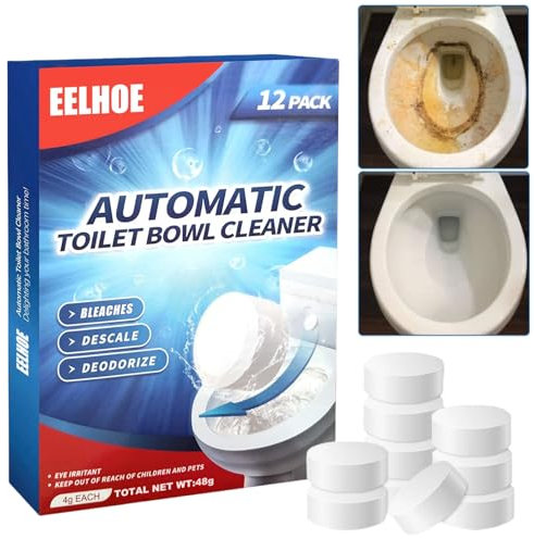12PCS Toilet Cleaner,Toilet Cleaner Tablets,Toilet Descaler Heavy Duty,Toilet Bowl Cleaner Tablets,Toilet Limescale Remover,Strong Toilet Cleaner for Stains,Tablets Toilet Freshener,Toilet Cleaning
