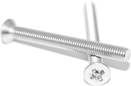 Tornillos avellanados M4 x 70, 4 unidades, acero inoxidable A2/V2A, con ranura Pozi en cruz DIN 965/ISO 7046, tornillo de máquina