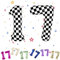 Number 17 Balloon, Checkered Number Balloon, 40 Black White Number Balloon,17th Birthday Balloon, Black and White Balloon Number 17 for Race Car 17th Birthday Decorations Number 17 Checkered Balloon