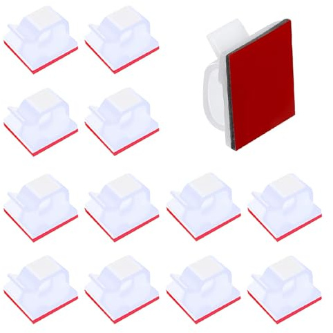 Yoezuo 100 PCS Clips Câbles, Cable Adhesif Rangement de Câble, Gestion de Câble, Plastique Organiseur de Fils Electrique, Fixation Murale Sans Percer (Blanc)