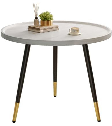 SAYGOER White Coffee Table Small Round Coffee Tables Modern Tray Center Table for Living Room Home Office Balcony Unique Circle Accent Sofa Table Easy Assembly, Star White