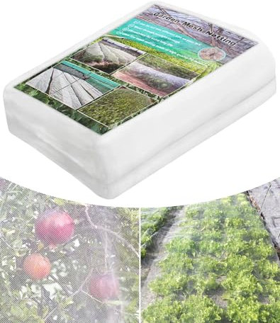 Anvin Garden Netting Plant Cover Net Mesh Protection Hoops for Vegetables Fruits Flowers Trees Crops to Grow Better Bug Barrier, Durable Row Net Covering Works with Pipes (3m x 15m)