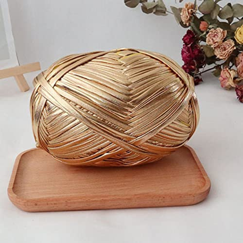 RybdaFDc Garn zum Hkeln, Metallic T-Shirt Garn, 200g, Gold, Polyestermischung, 132,17m, Handarbeiten, Weben, DIY