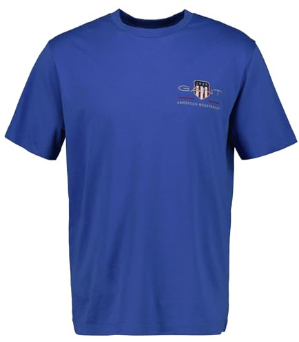 Gant Herren T-Shirt - REG Archive Shield EMB, Rundhals, Kurzarm, Stickerei Blau (Rich Blue) 2XL