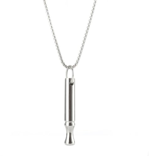 Breathing Necklace, Portable Stress Relief Meditation Mindful Stainless Steel Necklaces, Anxiety Whistle Necklace for Women Men Breathing Exercises Relaxation Gifts Silver (Sliver) (Sliver)