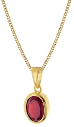 trendor Granat-Anhänger Gold 333/8K mit vergoldeter Silberkette 68402 | eleganter Halsschmuck für Frauen, zauberhaftes Schmuckstück, zeitlose Geschenkidee,