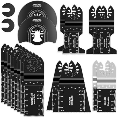 Cuchillas de Sierra Oscilante 18-piezas, Aicoya Hojas de Corte para Multiherramienta Herramientas Oscilantes Multifunción, Accesorios Multiherramienta Universal para Cortar Madera, Clavos, Metal