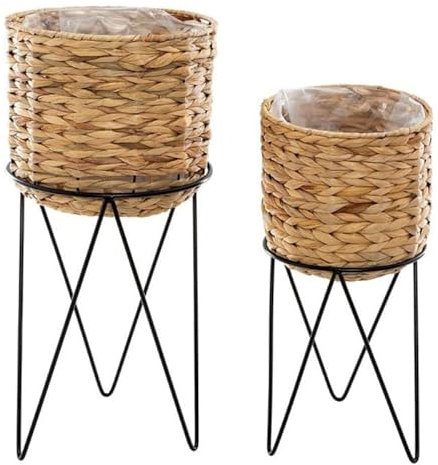 Paris Prix Atmosphera Créateur d'intérieur - Lot de 2 Cache-Pots sur Pied Hya 54cm Naturel