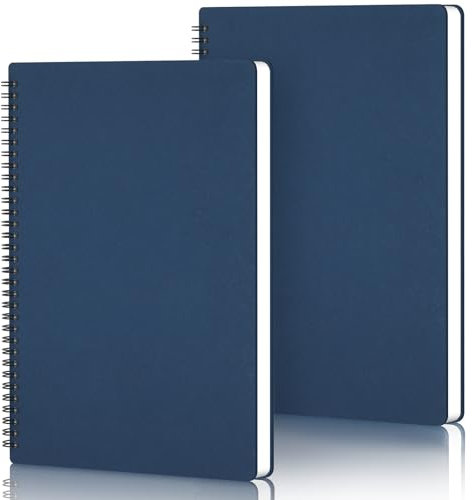 Yarotm Notizbuch Blanko A4-2 Stück Notizbücher Spiralbindung - 100g/m² Papier Blanko Notebook A4-21x29.2cm Dunkelblau Spiralblock Notizheft - 60 Blatt Notizblock A4 Reisetagebuch