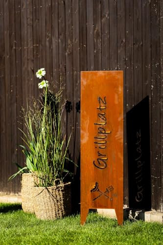 Bornhöft Panneau de jardin brise-vue en métal rouillé à insérer 116 cm x 2 cm