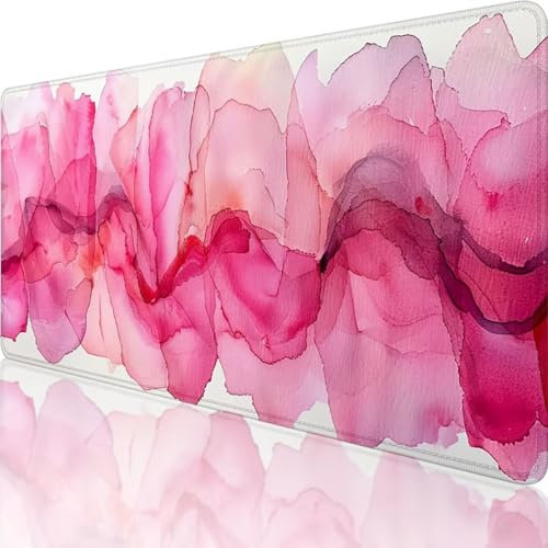 Pink Gaming Mouse Pad Large 1000x500 mm, Abstract Desk Mat Large Mouse Mat Stitched Edges, Extended Waterproof Mousepad, Non-Slip Rubber Base Gaming Mouse Pad XXL for PC Gaming Home Office Decor X-7