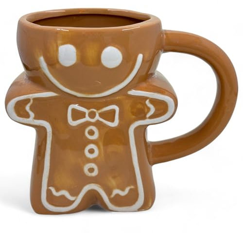 MIJOMA Weihnachtstasse – Bezaubernde Keramik-Tasse mit weihnachtlichem 3D-Design – Perfekt für Heiß- & Kaltgetränke – 300ml – Teetasse Kaffeebecher und Küchendekoration (Lebkuchenmann)