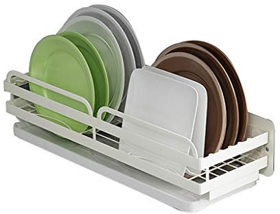 Escurridor de platos de pared, escurridor de platos colgante, estante para platos de cocina, organizador de almacenamiento con tabla de drenaje extraíble, escurridor de platos duradero de acero