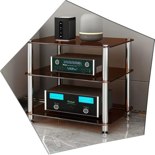 Étagère AV transparente pour lecteurs DVD, support multimédia en verre trempé pour composants AV, tour audio, étagères de rangement stéréo, support audio à 1/2/3 niveaux pour consoles de jeu, compos