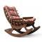 Wood Spark Relaxsessel Schaukelstuhl für Garten & Balkon – Holz-Gartenmöbel Set – Schaukelsessel mit Holzoptik in Wenge & Matratze in Schokoladenbraun – Bequemer Relaxsessel – Balkonmöbel