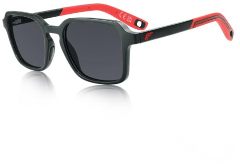 ICECUBE Laso-17 Polarisierte Sonnenbrille – Leichte, eckige Fassung mit rutschfesten Nasenpads und sportlichen Bügelenden (BLK-Grey)