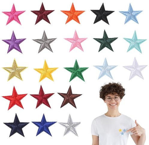 Ceeyoll 68 Stück Patches zum Aufbügeln, Sterne Aufbügelbilder Eisen auf Aufkleber, Bügelflicken für Kleidung, Jacken, Rucksäcke, Hüte
