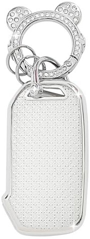 ZVRSUA Keyless Autoschlüssel Hülle Passt für Kia,Schlüsselcover TPU mit Diamant Schlüsselanhänger,Kompatibel mit Kia Sportage Ceed Soul Sorento Cerato Forte NIRO Stinger R GT K5,Smart key (Silber)