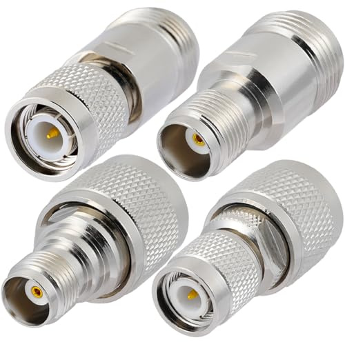 Vecys 4 Stück N auf TNC RF Koax Adapter Kit N auf TNC Adapter 4 Typ Set 50 Ohm RF Koaxial Adapter für Antennenradio Verlängerungskabel