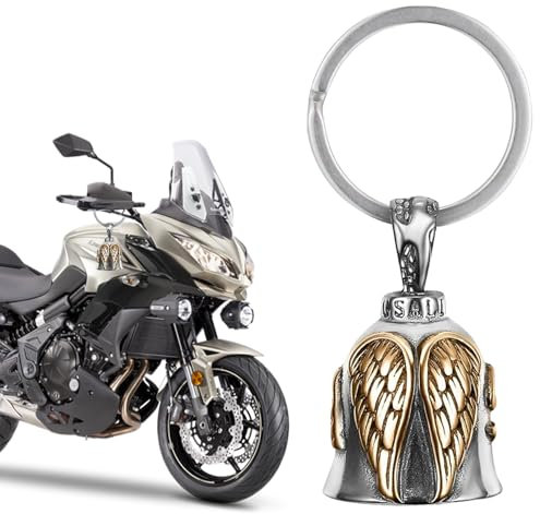 Biker Bell Motorrad Glöckchen,Guardian Bell Motorrad Glocke Glücksbringer,Anhänger Motorcycle,Motorradglocke Schlüsselanhänger Personalisiert Pendant für Retro,Ebike Mountainbike Rennrad (Gold)
