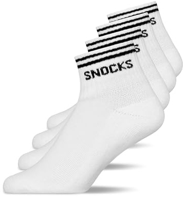 Snocks Retro Sneaker Socken (4 Paar) aus Bio Baumwolle - Knöchelsocken mit Streifen - Ankle Socks Herren & Damen - 47-50