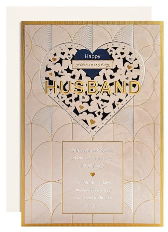 Hallmark Anniversary Card for Husband, Light Pattern with Heart Design, White