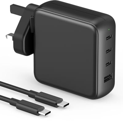 100W USB C Charger, 4-Port Fast USB C Laptop Charger Block Compatible with MacBook Pro/Air, iPad/Pro/Air/mini, iPhone 16/15, Galaxy S24/ S23 and More, PPS, 6.6FT/2M C to C Cable Inlcuded