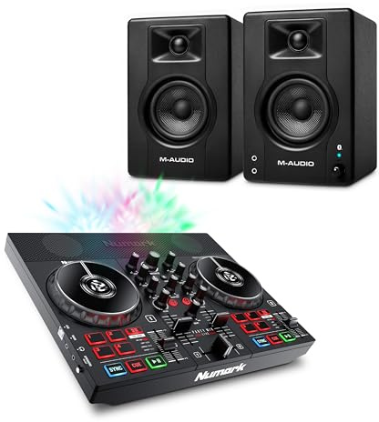 Numark Party Mix Live DJ Controller and M-AUDIO BX3 Pair Bluetooth Studio Monitors for Studio Recording, Music Production, Podcasting, Streaming